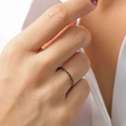 14K Gold Black Diamond Eternity Band