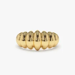 14k Gold Bold Dome Croissant Ring