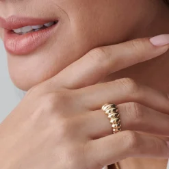 14k Gold Bold Dome Croissant Ring