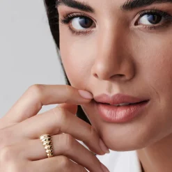 14k Gold Bold Dome Croissant Ring