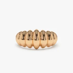 14k Gold Bold Dome Croissant Ring