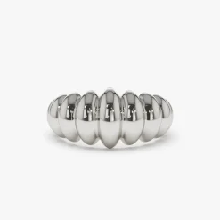 14k Gold Bold Dome Croissant Ring