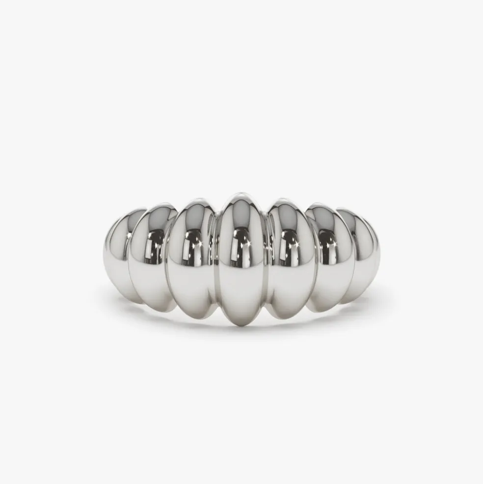 14k Gold Bold Dome Croissant Ring