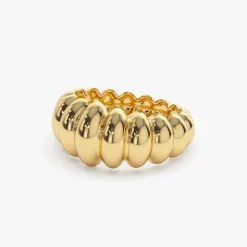 14k Gold Bold Dome Croissant Ring