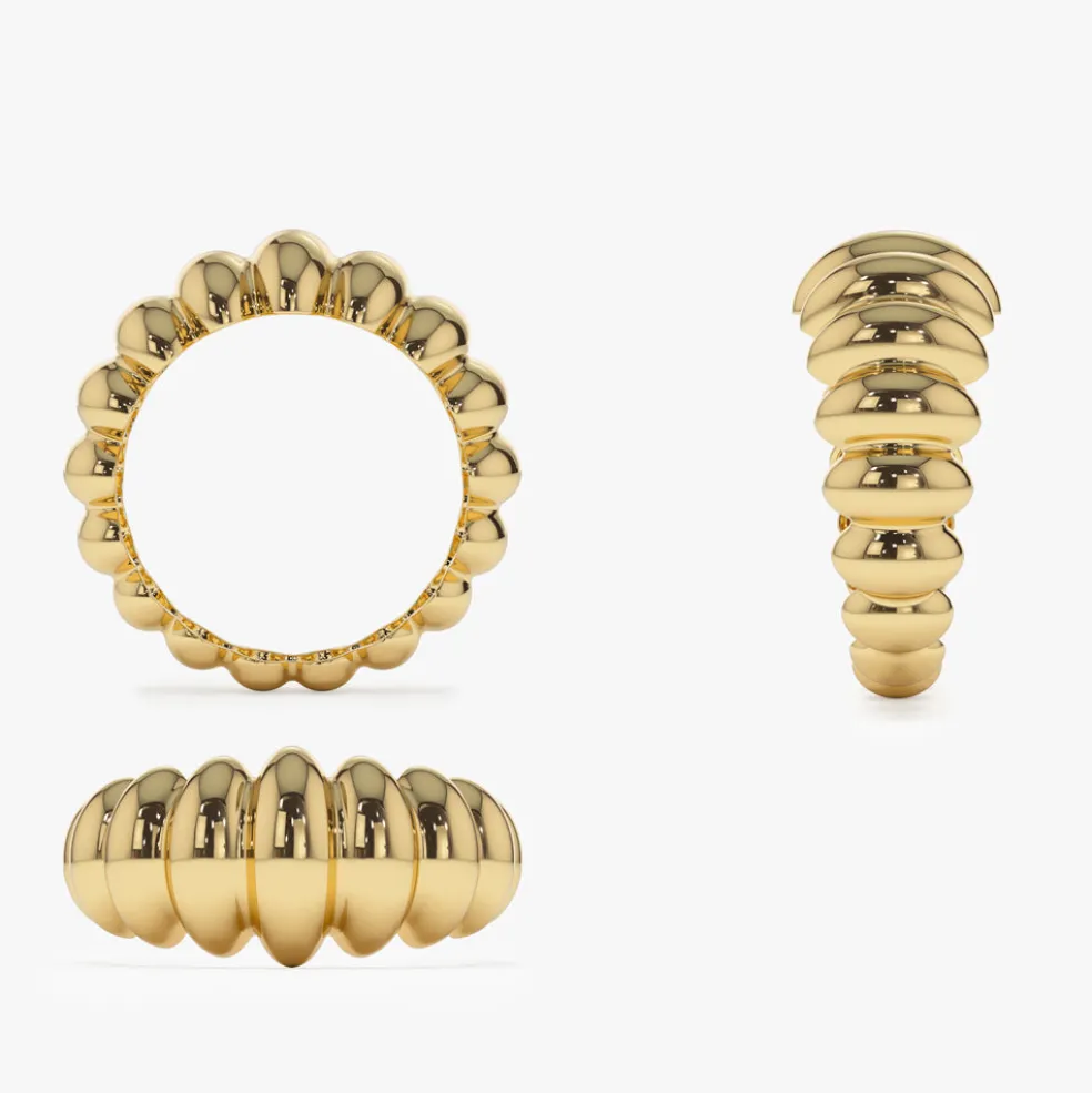 14k Gold Bold Dome Croissant Ring