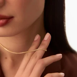 14K Gold Box Chain Necklace 1.25mm