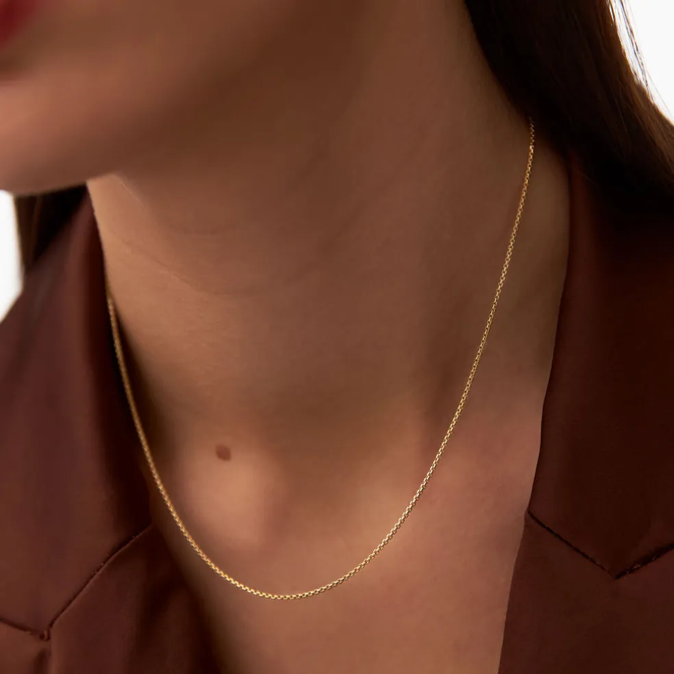 14K Gold Box Chain Necklace 1.25mm
