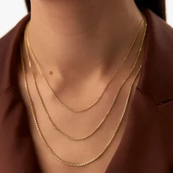 14K Gold Box Chain Necklace 1.25mm