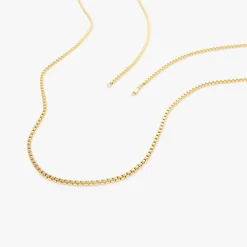 14K Gold Box Chain Necklace 1.25mm