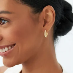 14k Gold Bubble C Hoop Earrings