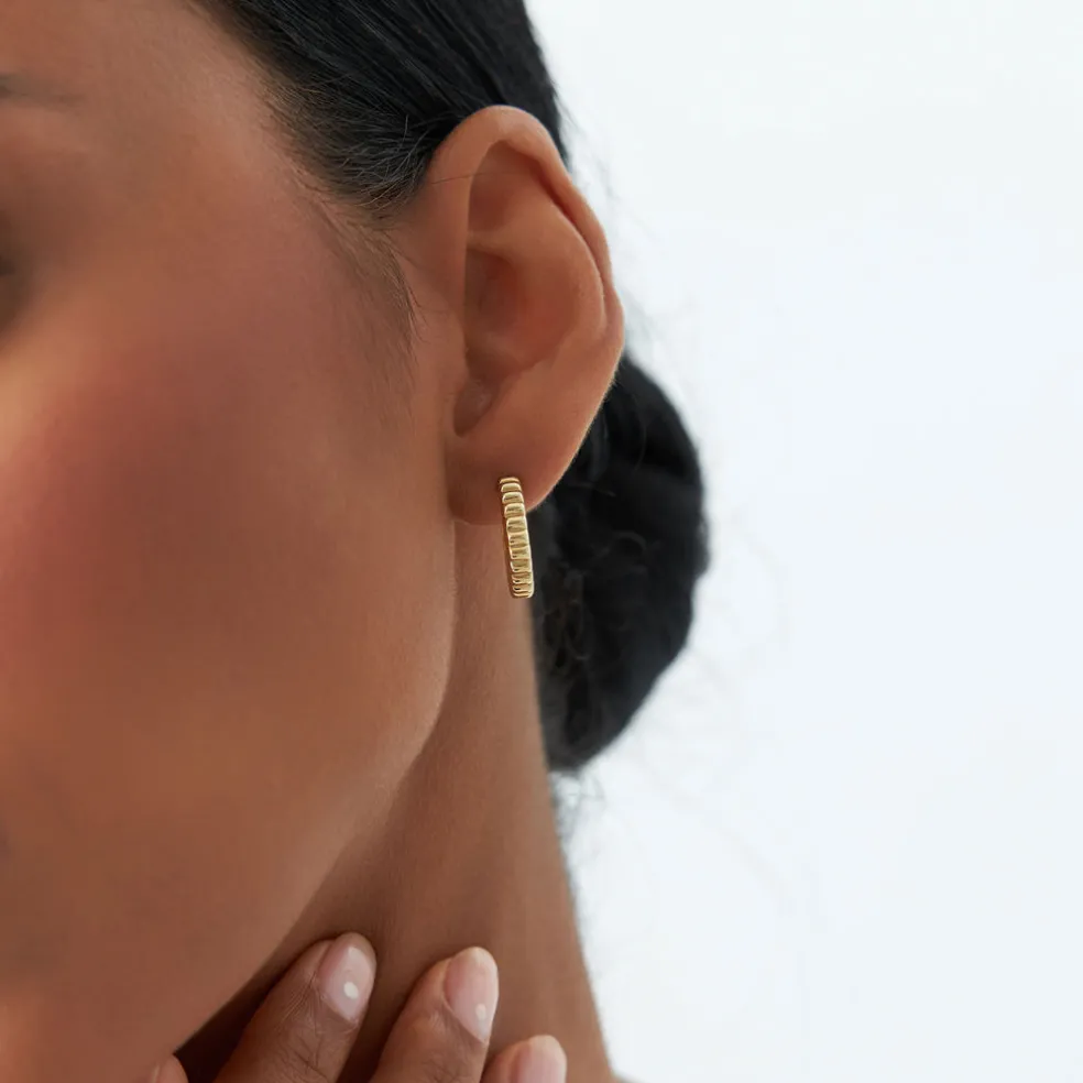 14k Gold Bubble C Hoop Earrings