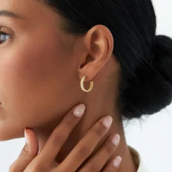 14k Gold Bubble C Hoop Earrings