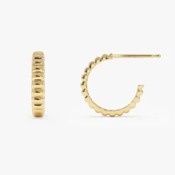14k Gold Bubble C Hoop Earrings
