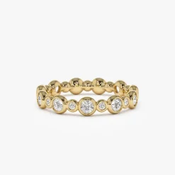 14k Gold Bubble Diamond 3/4 Eternity Wedding Ring
