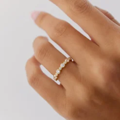 14k Gold Bubble Diamond 3/4 Eternity Wedding Ring