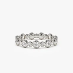 14k Gold Bubble Diamond 3/4 Eternity Wedding Ring