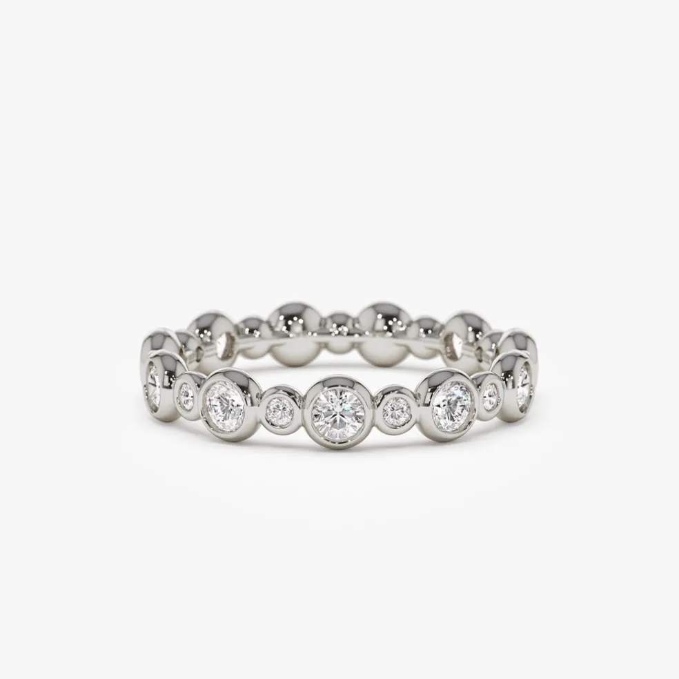 14k Gold Bubble Diamond 3/4 Eternity Wedding Ring