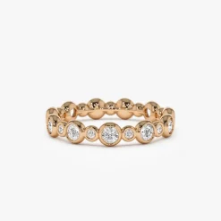 14k Gold Bubble Diamond 3/4 Eternity Wedding Ring