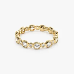 14k Gold Bubble Diamond 3/4 Eternity Wedding Ring