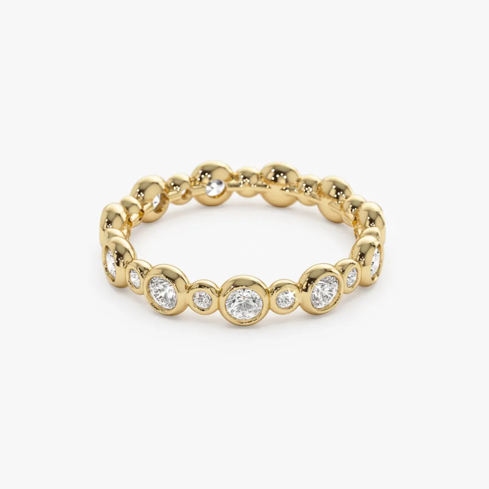14k Gold Bubble Diamond 3/4 Eternity Wedding Ring