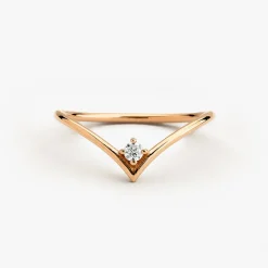 14K Gold Chevron Diamond Ring