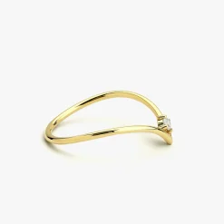 14K Gold Chevron Diamond Ring