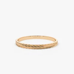 14K Gold Chevron Herringbone Eternity Cut Ring