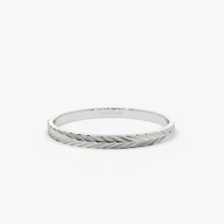14K Gold Chevron Herringbone Eternity Cut Ring