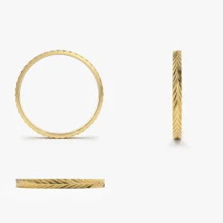14K Gold Chevron Herringbone Eternity Cut Ring
