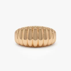 14k Gold Chunky Ribbed Statement Ring