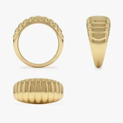 14k Gold Chunky Ribbed Statement Ring