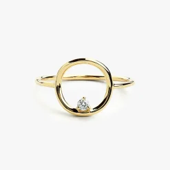 14K Gold Circle Diamond Ring