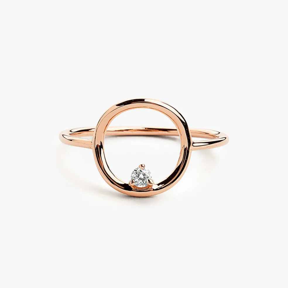 14K Gold Circle Diamond Ring