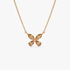 14K Gold Citrine Butterfly Necklace