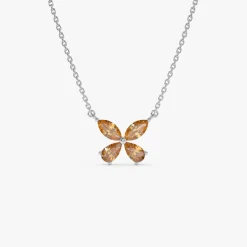 14K Gold Citrine Butterfly Necklace