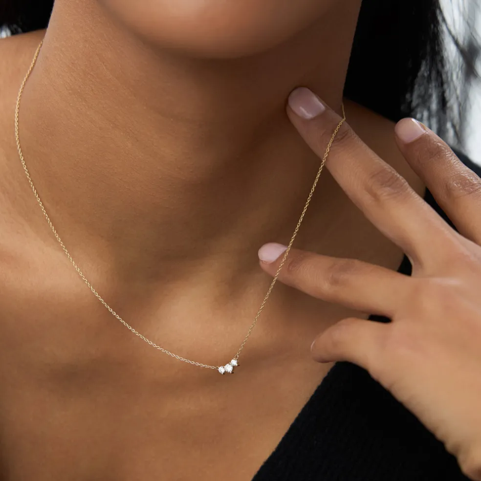 14K Gold Classic Trio Diamond Necklace