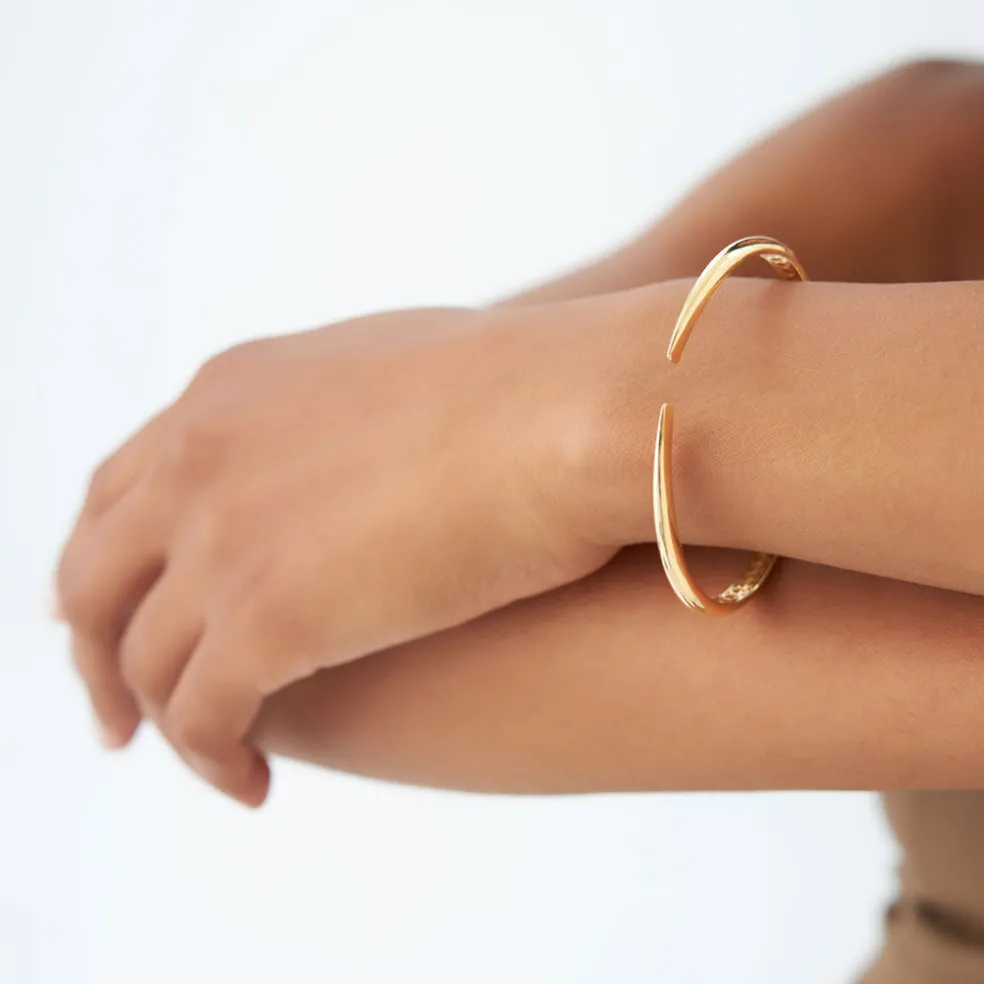 14k Gold Claw Cuff Bangle Bracelet