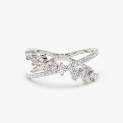 14k Gold Criss Cross Diamond Cluster Ring
