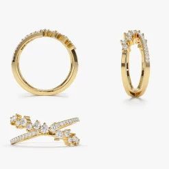 14k Gold Criss Cross Diamond Cluster Ring