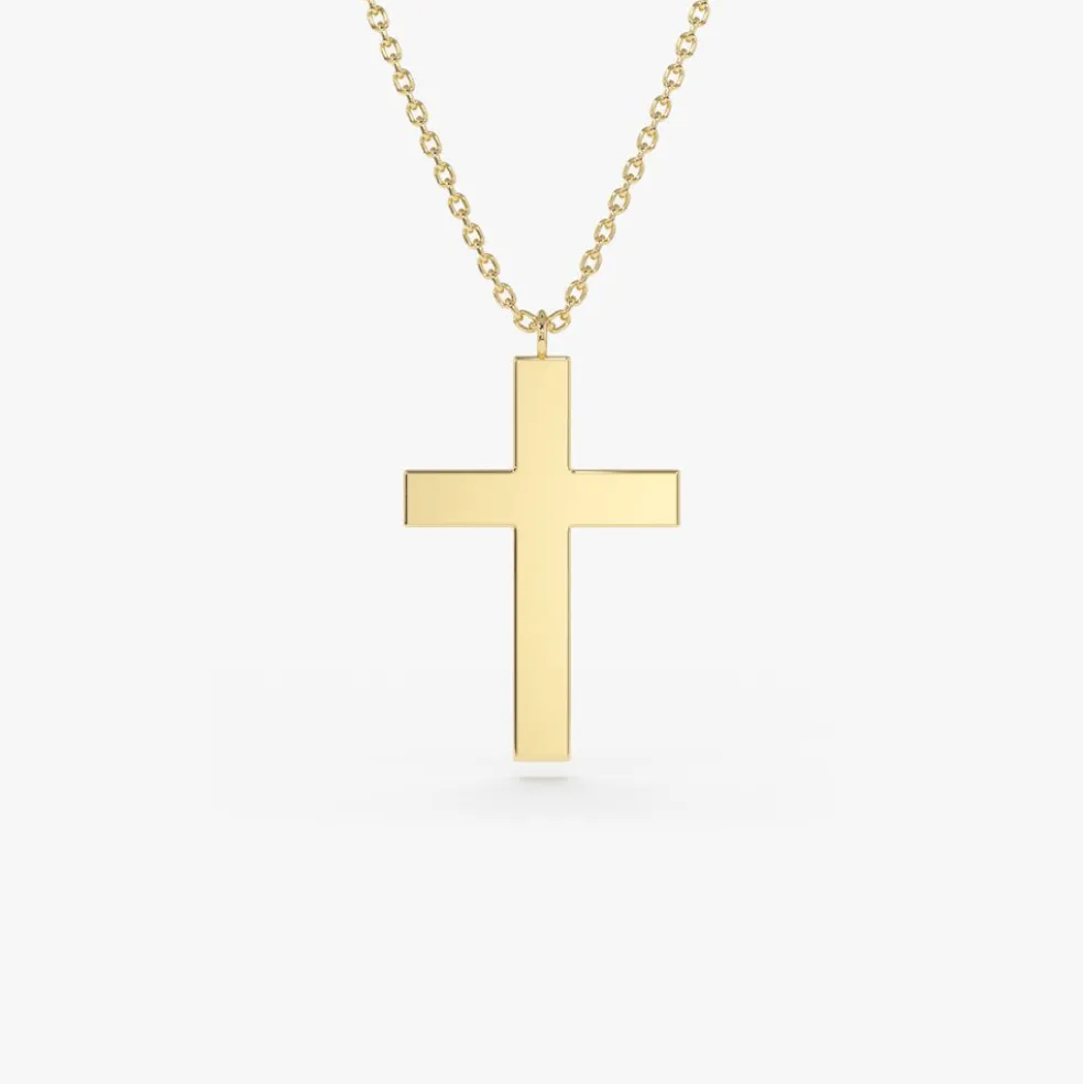 14k Gold Cross Charm Necklace