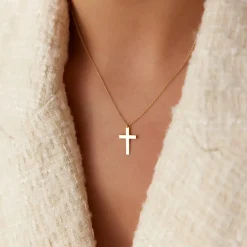 14k Gold Cross Charm Necklace