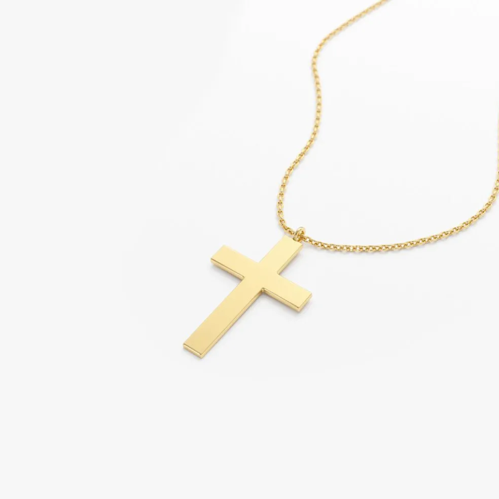 14k Gold Cross Charm Necklace