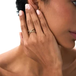 14K Gold Crossover Band