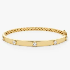 14K Gold 0.50Ct Round Diamond Bangle Bracelet