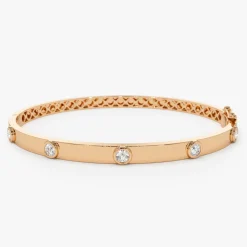 14K Gold 0.50Ct Round Diamond Bangle Bracelet