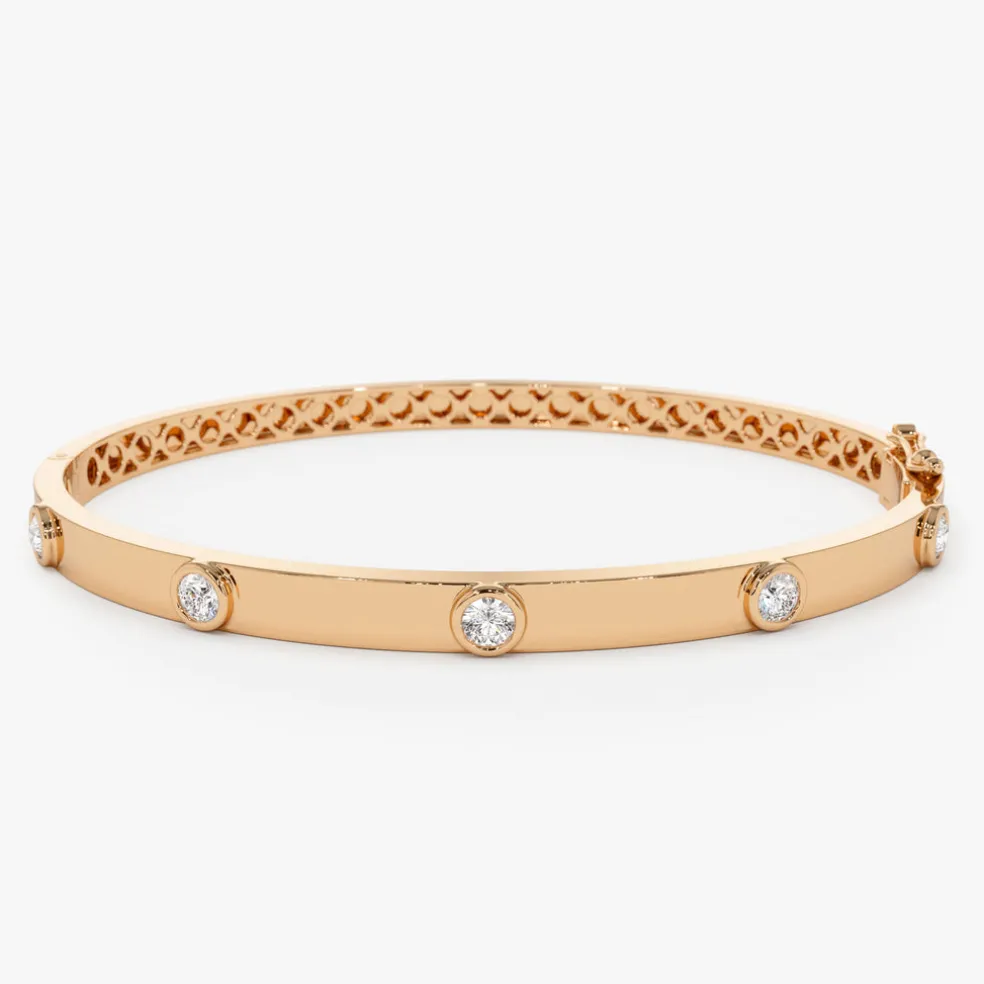 14K Gold 0.50Ct Round Diamond Bangle Bracelet