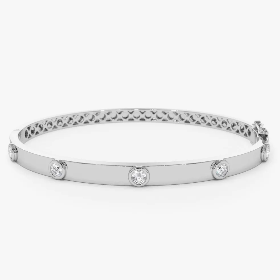 14K Gold 0.50Ct Round Diamond Bangle Bracelet