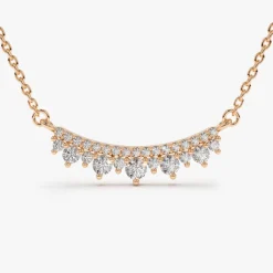 14K Gold Curved Bar Diamond Necklace