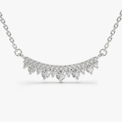 14K Gold Curved Bar Diamond Necklace