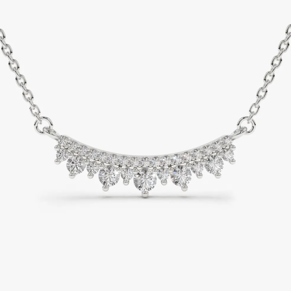 14K Gold Curved Bar Diamond Necklace